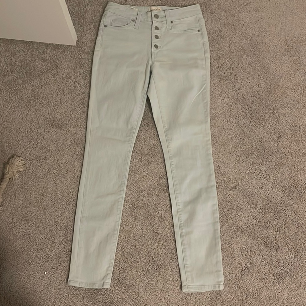 Small light blue high rise skinny jeans